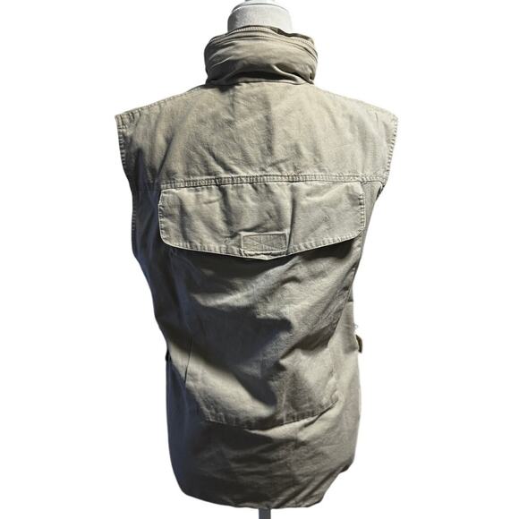 Vintage Banana Republic Safari Vest 100% Cotton Packable Hood Zip Utility Size S - Picture 3 of 6